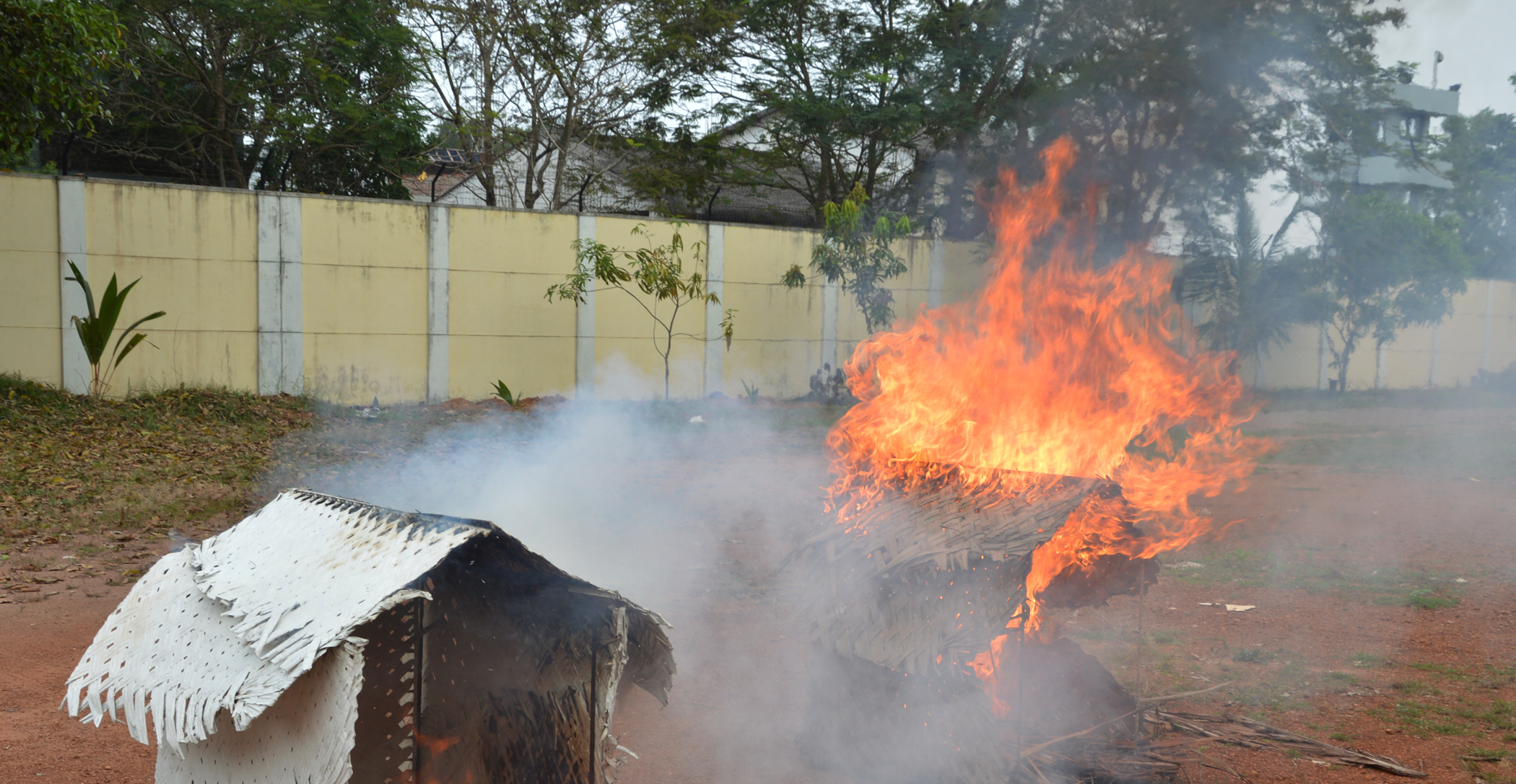 Images of commercial polyurethane foams set to fire