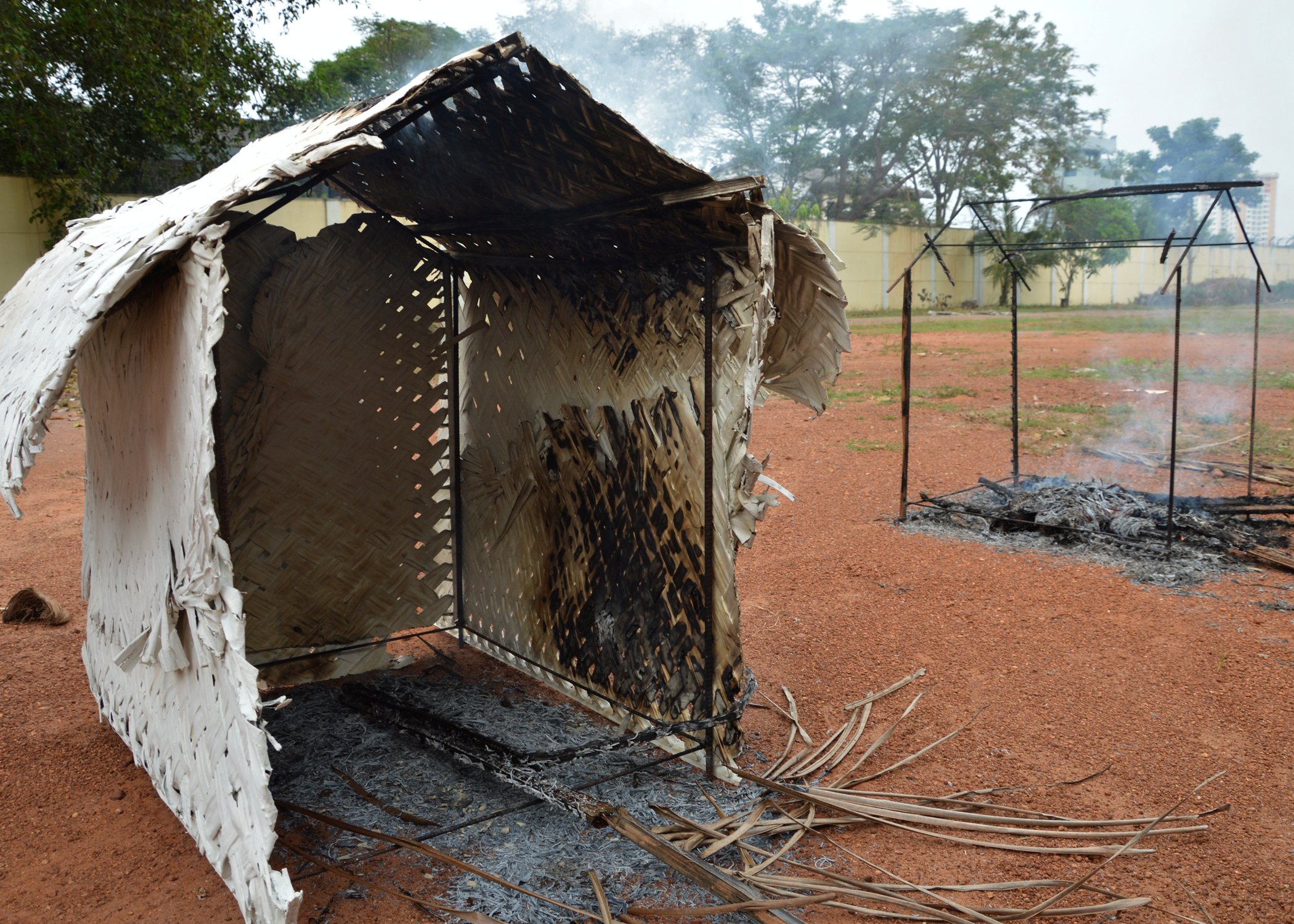 Images of commercial polyurethane foams set to fire